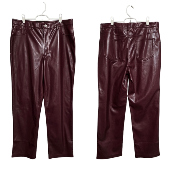 Joie faux leather pants in burgundy - Picture 2 of 7